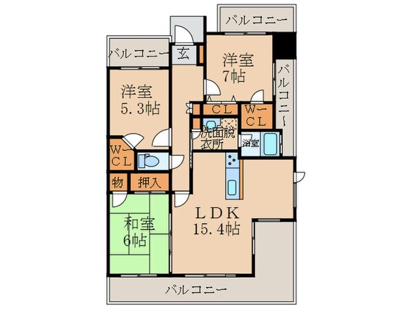 ｻﾝｸﾞﾚｰﾄ博多駅東ﾘﾊﾞｰｼﾞｭ(703)の物件間取画像